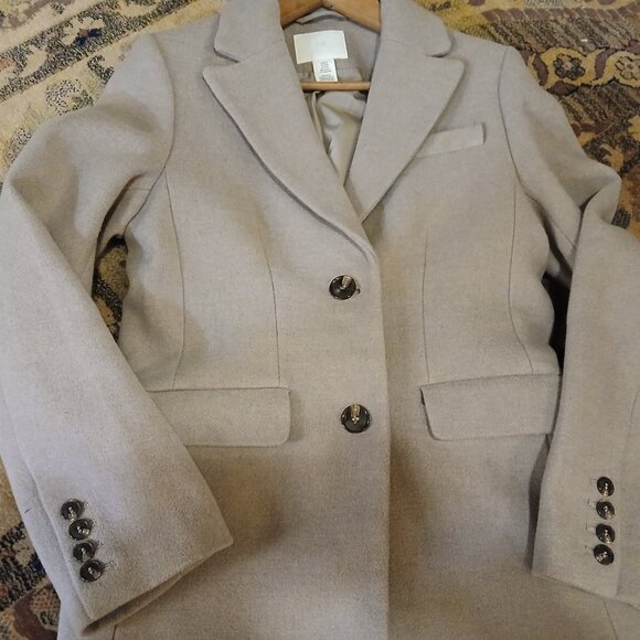 H & M Tan Wool Blend Long Overcoat -EU32/US XXS - Picture 2 of 12